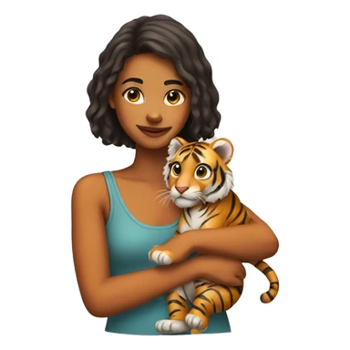 Girl with baby tiger sticker