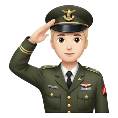 Создай аватарку военнослужащего в форме выполняющего воинское приветствие в фас (на голове у него фуражка с черным козырьком, к которому он прикладывает руку). sticker