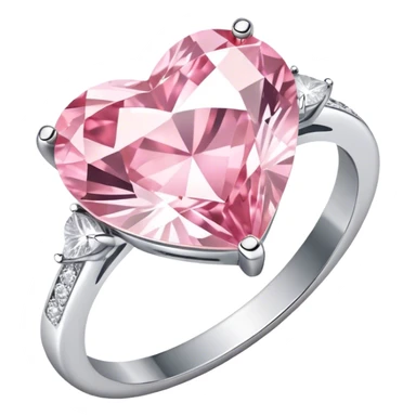 Diamond silver  ring light pink heart sticker