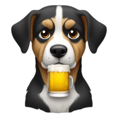 Perro pastor ovejero con tarro de cerveza sticker