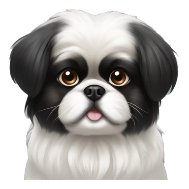 black and white pekingese with bow sticker