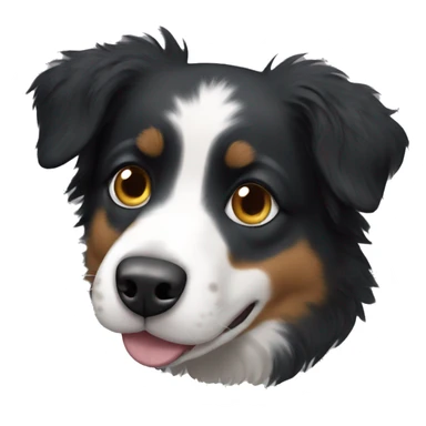 Small black australian shepherd dog with black muzzle sticker