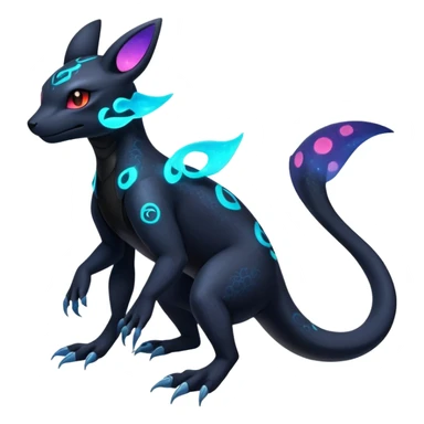 Vibrant colorful Nebulae Salandit-Umbreon-Fakémon-hybrid-creature (full body)  sticker