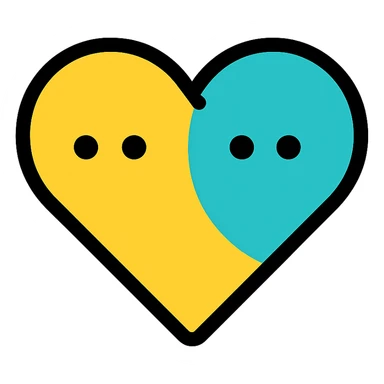 two chat bubbles forming a heart shape, modern style sticker