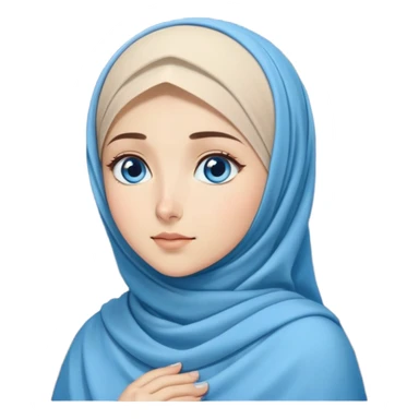 Turkish beautiful finish Konya girl blue eyes with moon hijab dress and watching the moonlight sky on the ground  sticker