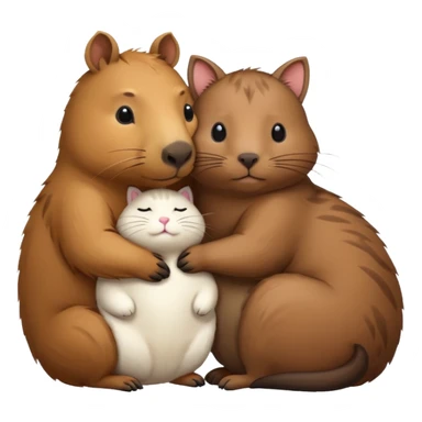 capybara and a cat cudding with each other sticker