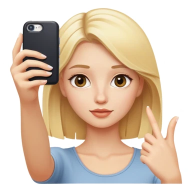blonde girl taking a selfie sticker