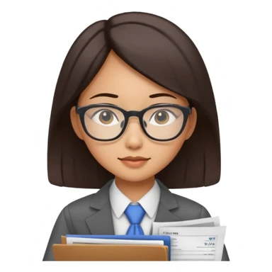 Asian girl accountant filing through financial papers sticker
