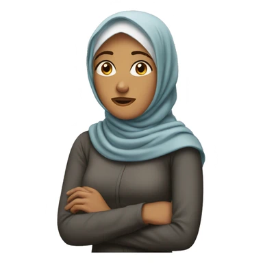 A confused woman with hijab sticker