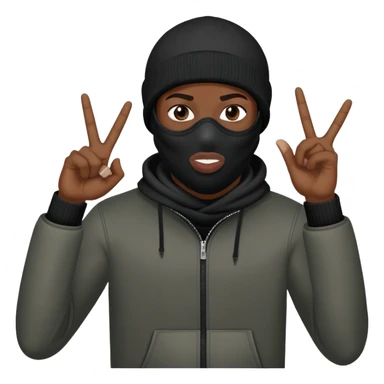 make a yn thug with ski mask throwing up gang signs sticker