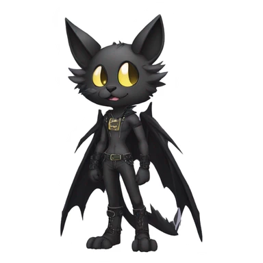 Black Anthro Cool Punk Bat-Cat-Fakemon-sona Full Body sticker