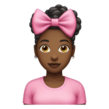 Black girl, with a pink tee-shirt and a pink bow sticker