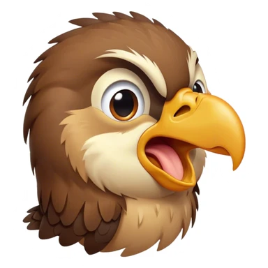 Cinematic Cute Yawning Hawk Portrait Emoji, Head tilted slightly with a dramatic, wide-open yawn, showcasing a robust, agile form with a softly drooping beak and sleepy, half-closed eyes, Simplified yet irresistibly adorable features, highly detailed, glowing with a soft, cozy glow, high shine, relaxed yet expressive, stylized with a dash of whimsical aerial charm, soft glowing outline, capturing the essence of a drowsy yet affectionate hawk that appears ready to stretch out for a nap! sticker