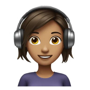 Brunette girl in headphones dancing sticker