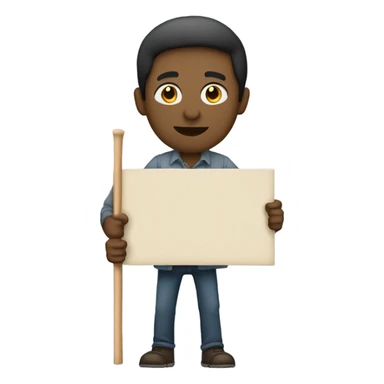 man standing holding placard on stick sticker