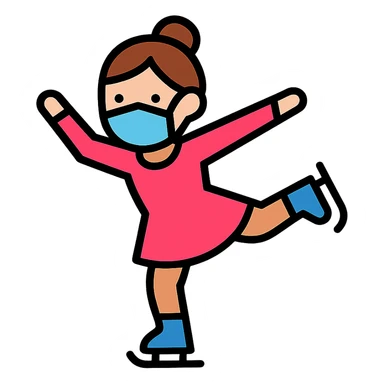 a figure skater girl wearing a face mask sticker