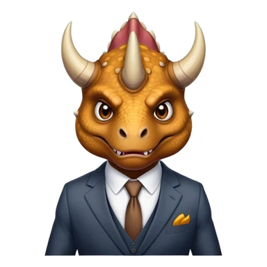 angry face of a triceratops in a suit sticker
