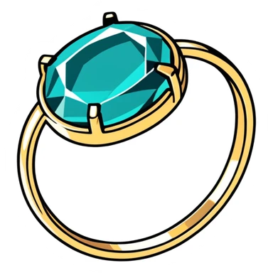 Teal Color gemstone, gold ring sticker