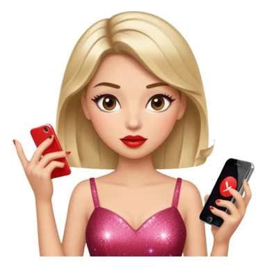 Glam girl tapping a big “buy” button on phone with subtle motion lines — impulsive first-minute shopper sticker