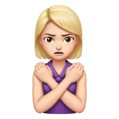 Arms crossed holding neck angry girl sticker