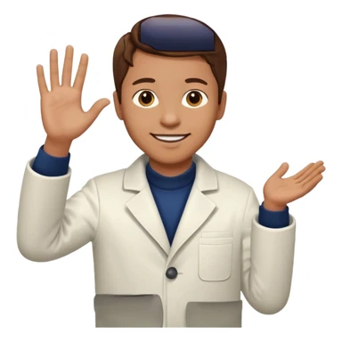 Radiografía de mano sostenida por un hombre con bata blanca  piel clara cabello café saludando sticker