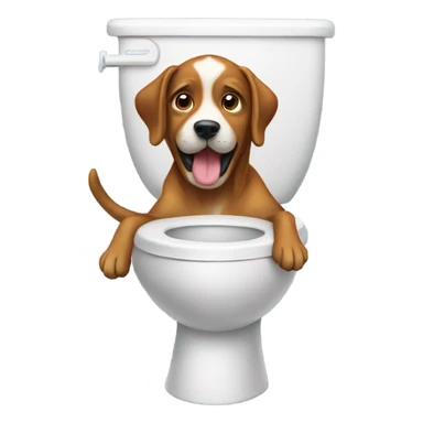 dog using toilet sticker