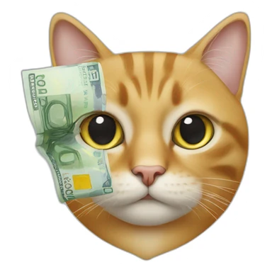 carey cat with 50 euro bill in her mouth sticker