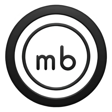 Black circle with “MB” written on in the middle of it. Nothing else no holes or anything. sticker