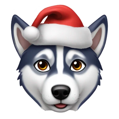 husky with a chrismass hat sticker