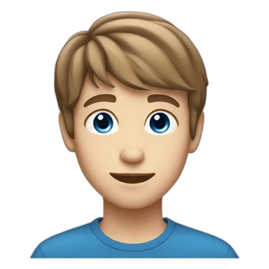 A boy teenager with blue eyes and short brown hair and a ray in the middle sticker