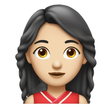 ragazza con i capelli neri, naso normale, orecchie, occhi da cinese papilla scura e pelle bianca con i cuoricini attorno sticker