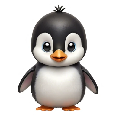 Cinematic Comical Baby Penguin Portrait Emoji, Head tilted dramatically with an exaggeratedly shocked expression, featuring delightfully fluffy plumage with wide, comically expressive eyes full of humorous disbelief, Simplified yet hilariously expressive features, highly detailed, glowing with a slightly sassy polar glow, high shine, dramatic yet playful, stylized with an air of cheeky innocence, soft glowing outline, capturing the essence of a meme-worthy baby penguin that seems ready to side-eye its way into viral fame! sticker