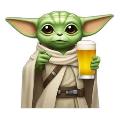Grogu Star wars drinking a beer with It un historiador hand sticker
