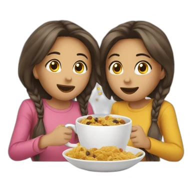 two girls eating from one cup sticker