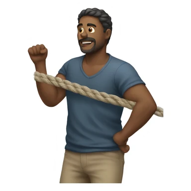 a man pulling rope sticker