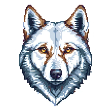 pixel art style face of an American wolfdog sticker