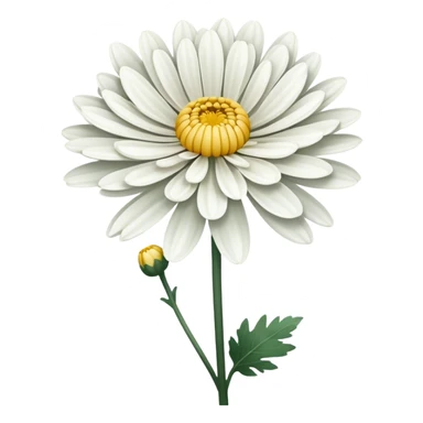 single Chrysanthemum flower, straight stem sticker