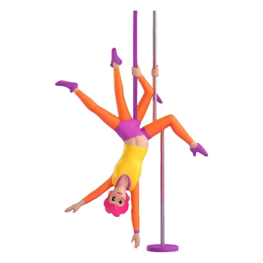pole dancer, simple and playful, bright colors, minimal details sticker