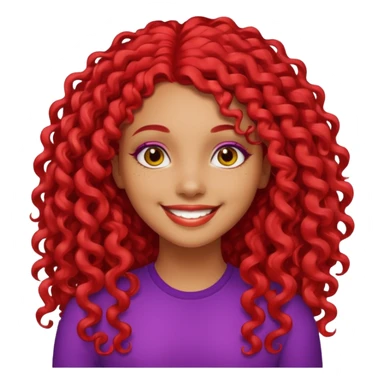 pretty girl black light skin, red long curly hair  sticker