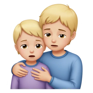 two children, one comforting the other who is crying, caring and friendly sticker