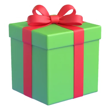 gift box, green with red ribbon sticker