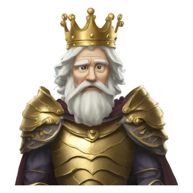 Vintage King hamlet old man big beard gold crown wearing armour fading ghost hands out trapped melting into wisps sticker
