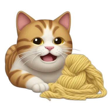 Cat vomiting and playing with yarn sticker
