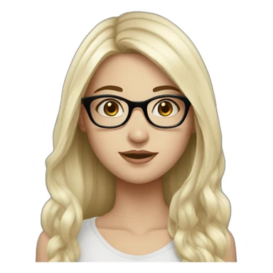 Lovely girl with white skin and glasses and black long hair and black eyes sticker