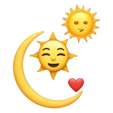 moon and sun with heart sticker