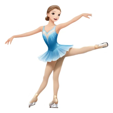 An icon featuring a graceful figure skater performing a spin on the ice. The background includes a grand ice rink palace with shining spotlights and cheering spectators in the stands. Transparent background highlights the elegance and artistry of figure skating sticker