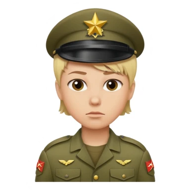 a soldier with blonde hair short hair sticker