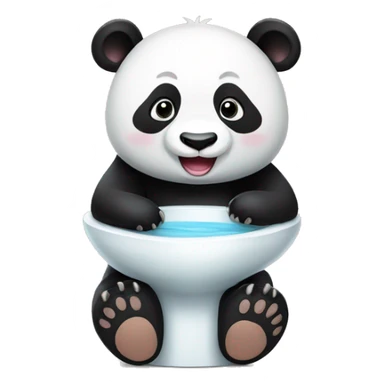 Un Panda assis sur des WC sourit, heureux  sticker