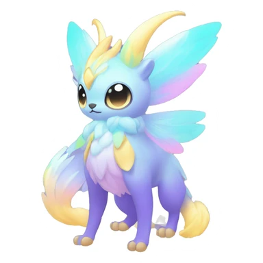 Shiny Shy Cool Colorful Pastel beautiful fantasy Kawaii Ethereal Sona Fakemon-animal Full Body sticker