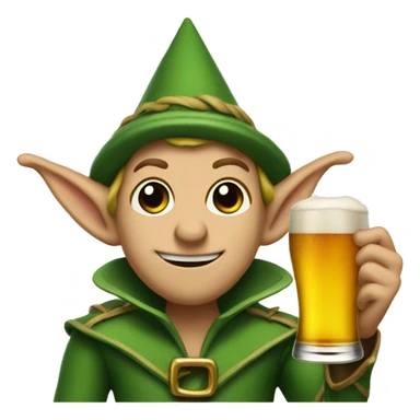 Elf with hat made of sails and holding a beer sticker